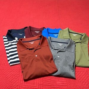 Lot of 6 Amazon Essentials regular fit quick dry golf polos. Sz L